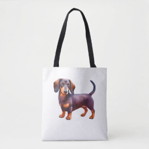 Bolso De Tela Cuadros de chocolate y tan cream Dachshund - Wein