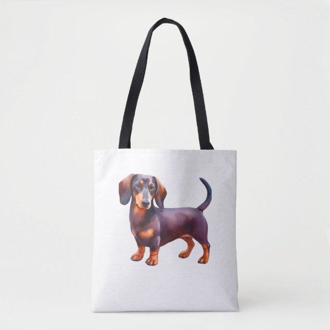 Bolso De Tela Cuadros de chocolate y tan cream Dachshund - Wein (Anverso)