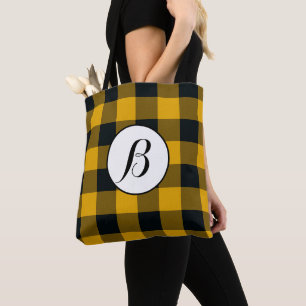 Bolso De Tela Cuadros de cuadros amarillos y negros de Búfalo