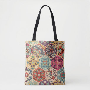 Bolso De Tela Cuadros de mosaico de mosaicos de colores sin foco