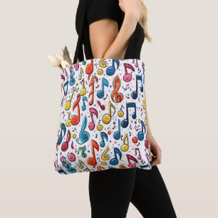 Bolso De Tela Cuadros de notas musicales coloridas