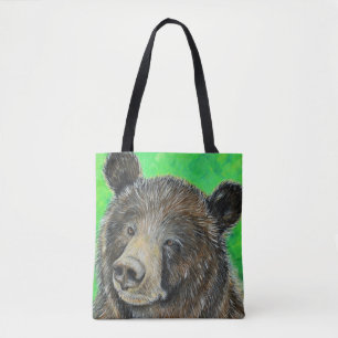 Bolso De Tela Cuadros de oso marrón reflexivo