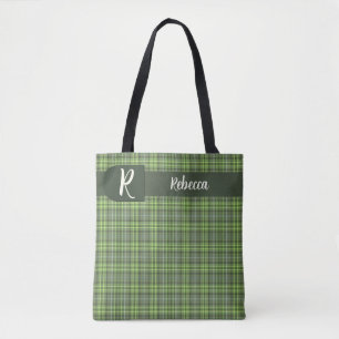 Bolso De Tela Cuadros de salvia y oliva