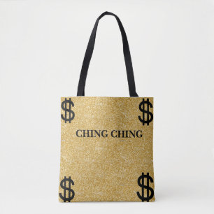 Bolso De Tela Cuadros dorados