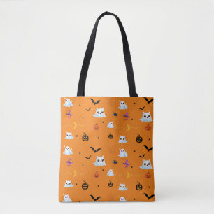 Bolso De Tela Cuadros Gato Fantasma Halloween calabaza fiestas r