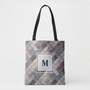Bolso De Tela Cuadros grises .