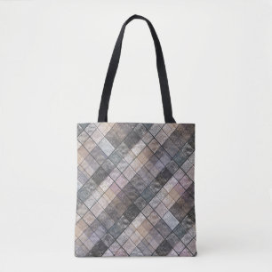 Bolso De Tela Cuadros grises .