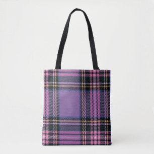 Bolso De Tela Cuadros Morados