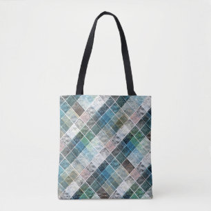 Bolso De Tela cuadros, tartán, a cuadros, clásico, azul, blanco