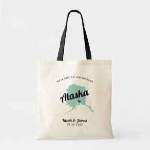 Bolso De Tela Cualquier color Alaska Map Boda Bag de bienvenida,