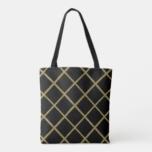 Bolso De Tela Cualquier color con Tote de cuadrícula Purpurina d