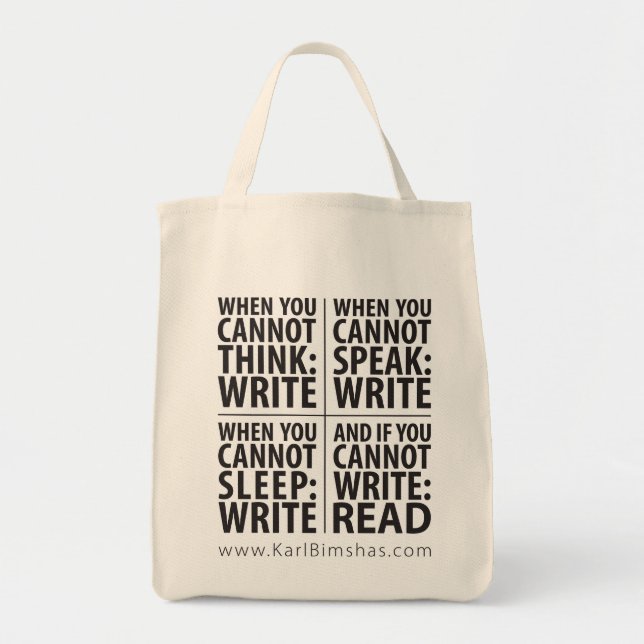 Bolso De Tela Cuándo escribir el tote del ultramarinos (Frente)