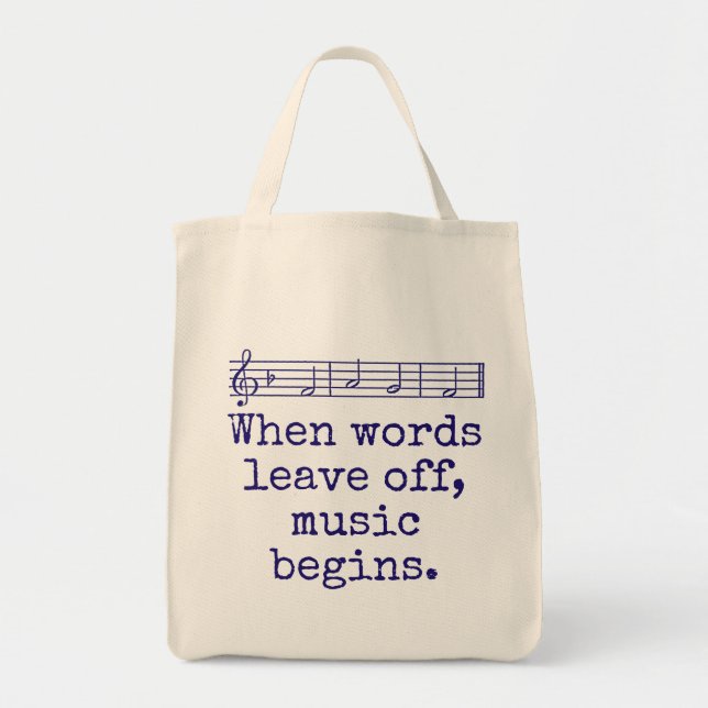 Bolso De Tela Cuando las palabras se van - Cita musical (Frente)