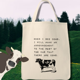 Bolso De Tela Cuando veo vacas, meme de amantes de vacas