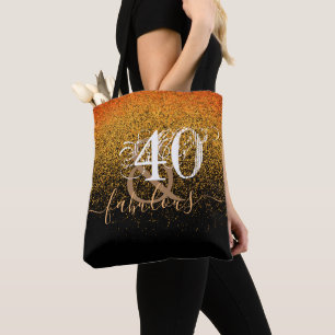 Bolso De Tela Cuarenta y fabuloso Purpurina de oro negro