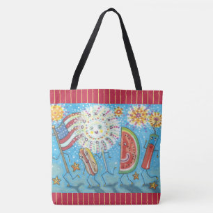 Bolso De Tela CUARTO DE JULIO GANG & FIREWORKS TOTE BAG Red