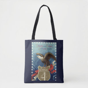 Bolso De Tela Cuarto de Julio Patriótico Vintage, Águila con Est