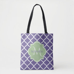 Bolso De Tela Cuatrefoil púrpura de estilo y Monograma Verde de 
