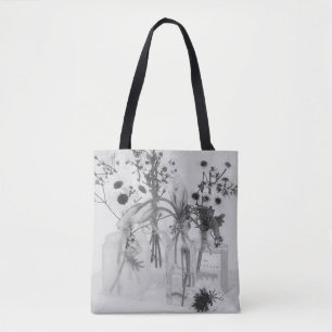 Bolso De Tela Cuatro Botellas Y Flores Blancas