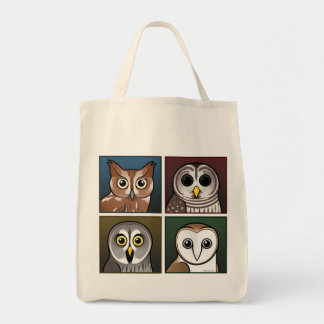 Bolso De Tela Cuatro búhos del color (oscuros)