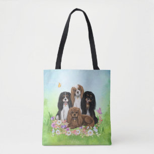 Bolso De Tela Cuatro Caballeros Rey Carlos Españoles en Flores