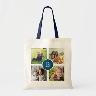 Bolso De Tela Cuatro Collages de fotos con el Personalizado inic