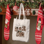 Bolso De Tela "Cuatro Collages de fotos de Feliz Navidad Persona<br><div class="desc">Llevar la alegría de los Navidades por todas partes con la Bolsa de Tote de Cuatro Collages de fotos de Feliz Navidad Personalizada. Con un diseño encantador que muestra cuatro de tus fotos favoritas, este bolso de té es a la vez elegante y práctico. Agregue un toque personal con un...</div>