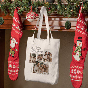 Bolso De Tela "Cuatro Collages de fotos de Feliz Navidad Persona
