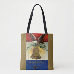 Bolso De Tela Cuatro de julio vintage con águila y campana de la