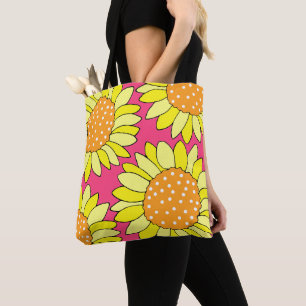 Bolso De Tela Cuatro manos dibujadas Naranja amarillo girando gi
