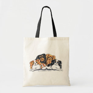 Bolso De Tela Cuatro perros de aguas de rey Charles arrogantes