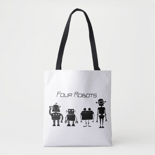 Bolso De Tela Cuatro robots (Anverso)