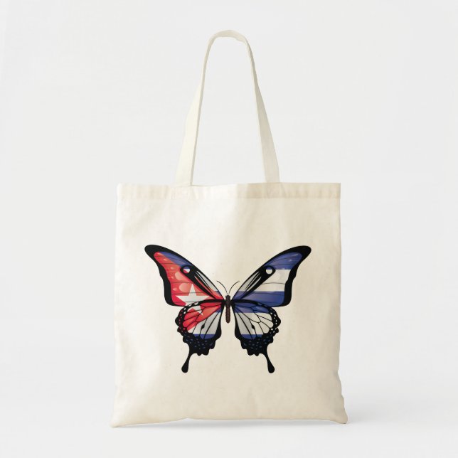 Bolso De Tela Cuba: Pegatina de la bandera de la mariposa (Frente)