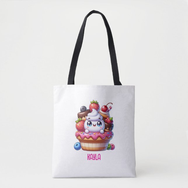 Bolso De Tela Cubierta de fresa de Kawaii personalizada (Anverso)