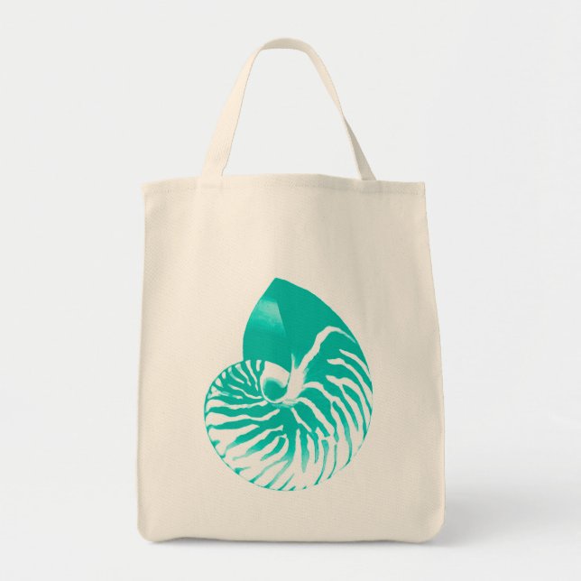 Bolso De Tela Cubierta de Nautilus - turquesa, aqua y blanco (Frente)