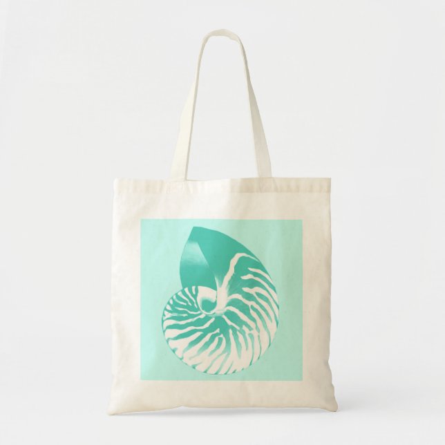Bolso De Tela Cubierta de Nautilus - turquesa, aqua y blanco (Frente)