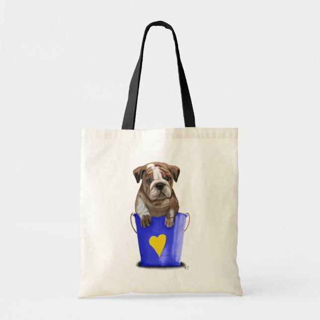 Bolso De Tela Cubo De Amor Azul bulldog (Frente)
