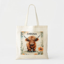 Bolso De Tela Cubo Highland Calf Animal Farm Cow Nombre Kid