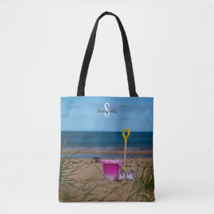 Bolso De Tela Cubo y pala en la playa de Dornoch