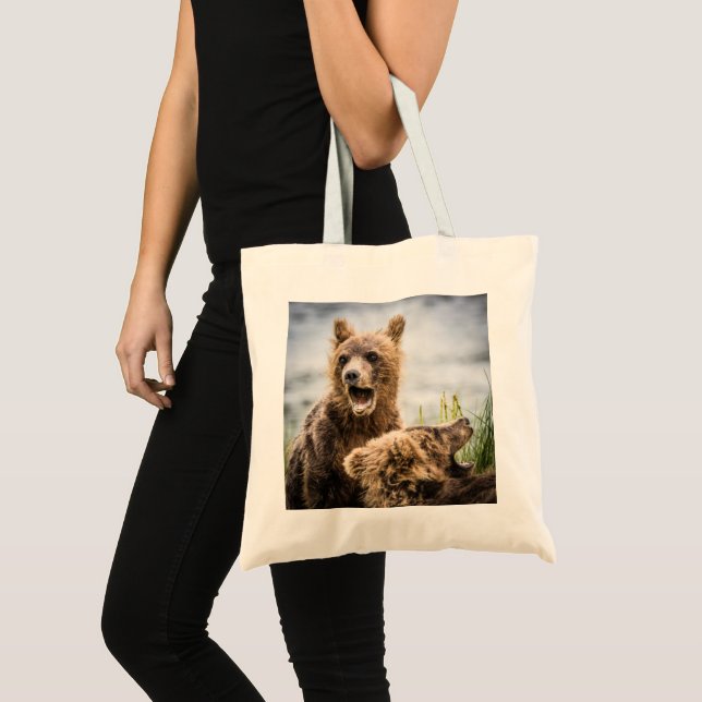 Bolso De Tela Cubos Grizzly Buscando Su Mamá (Anverso (producto))