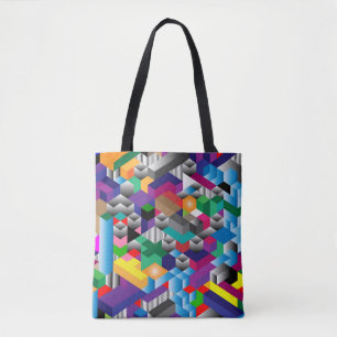 Bolso De Tela Cubos isométricos 3D, sin soldadura geométrica.