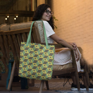 Bolso De Tela Cubos verdes