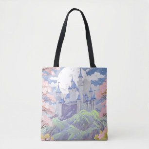 Bolso De Tela Cuello de hadas Castillo Primavera Pastel Acuarela