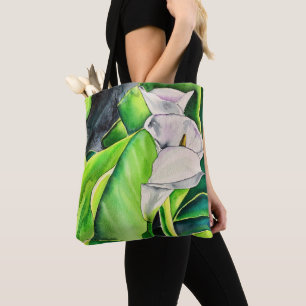 Bolso De Tela Cuenca de Arum blanca floral tropical