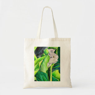 Bolso De Tela Cuenca de Arum blanca floral tropical