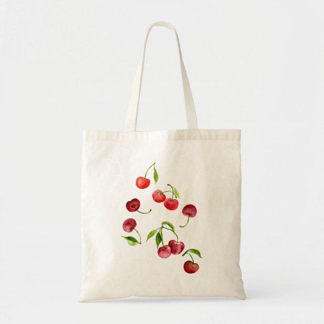 Bolso De Tela Cuenca de cerezas rojas de verano (Frente)