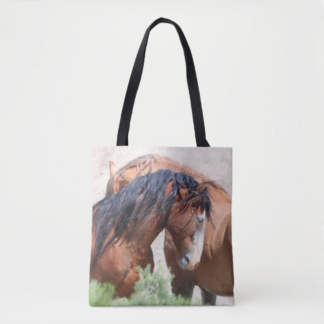 Bolso De Tela Cuenca de lavado de arena Caballos salvajes (Anverso)