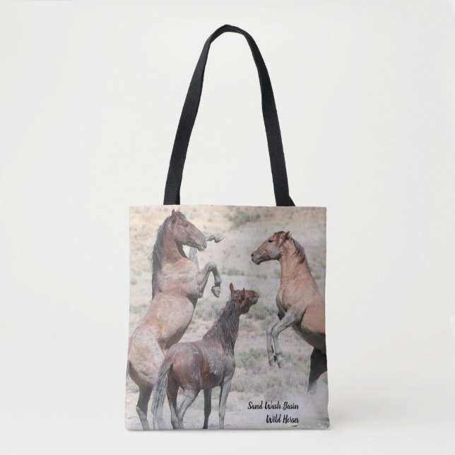 Bolso De Tela Cuenca de lavado de arena Caballos salvajes (Anverso)