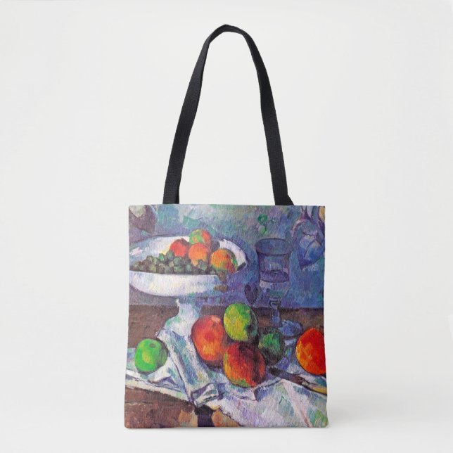 Bolso De Tela Cuenco de frutas, vidrio y manzanas, Cezanne (Anverso)