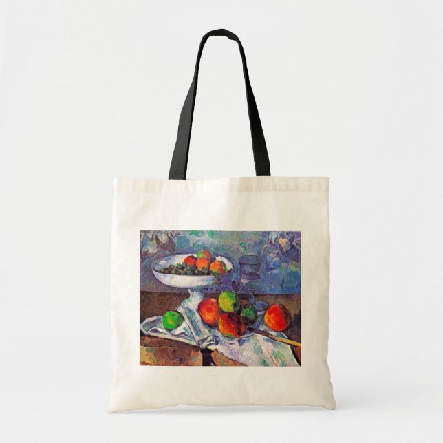 Bolso De Tela Cuenco de frutas, vidrio y manzanas, Cezanne (Frente)